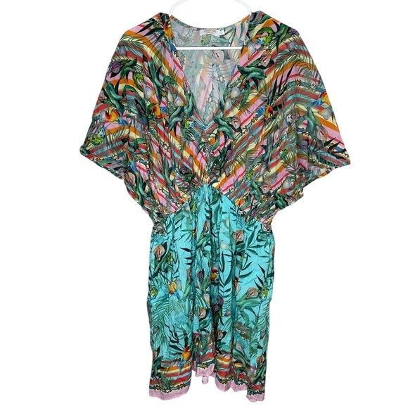 Johnny Was Taina Dolman Swim Cover Up Size Small Kimono Jungle Print Tropical - Picture 5 of 10